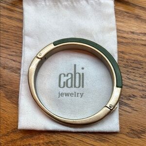 CAbi Silver and Green Hinged Bracelet